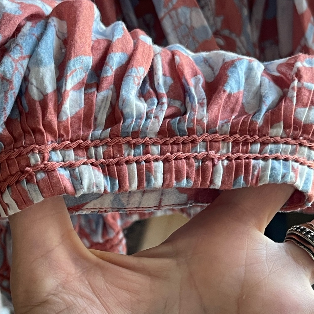 Joie May Cropped Floral-Print Blue and Pink Blouse - Picture 3 of 11